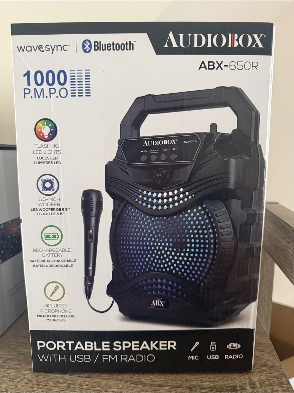 ABX-650R Portable Bluetooth Speaker in Black with Blue LED